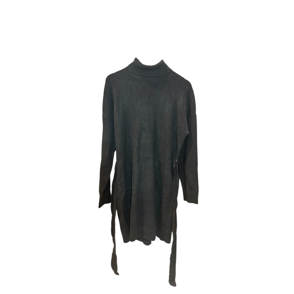 VICI Women's Large Gray Turtleneck Long Sleeve Tie Waist Knit Sweater Dress NWOT